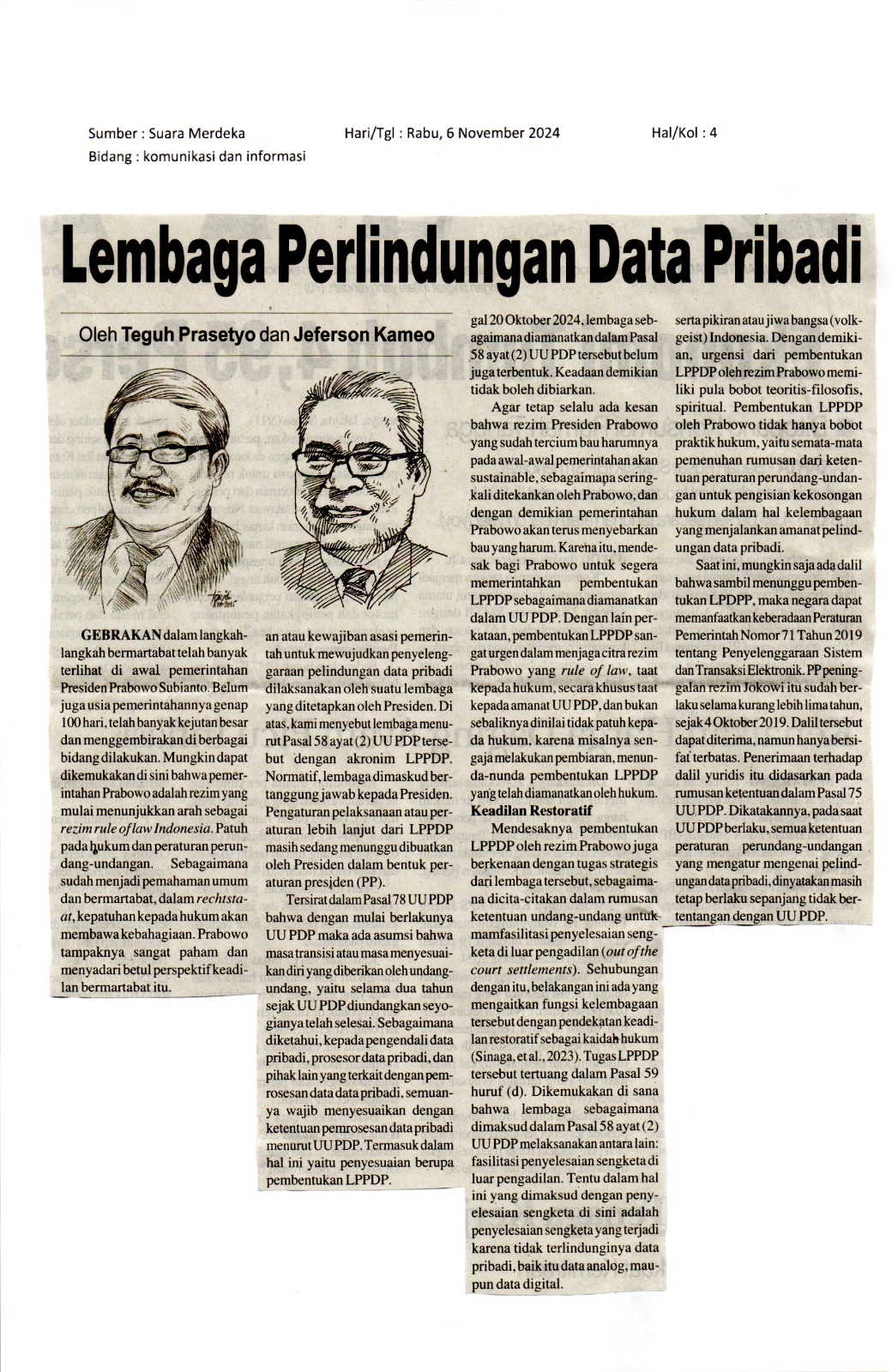 Lembaga Perlindugan Data Pribadi