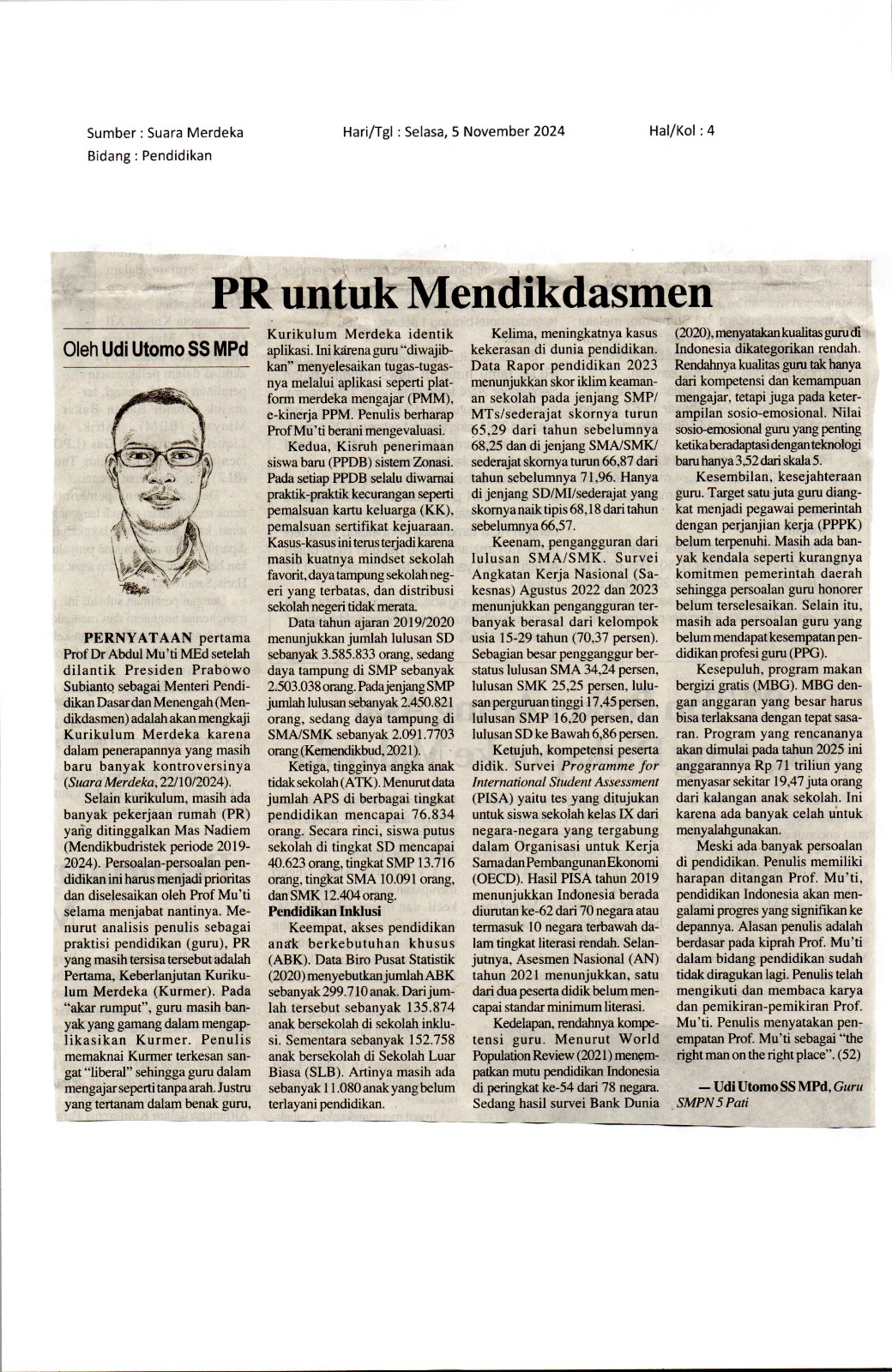 PR Untuk Mendikdasmen