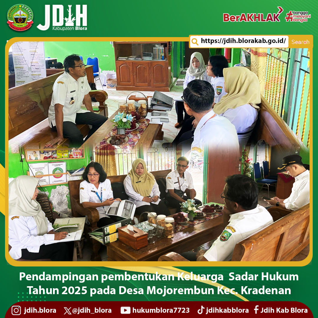 Pendampingan pembentukan Keluarga  Sadar Hukum Tahun 2025 pada Desa Mojorembun Kec. Kradenan